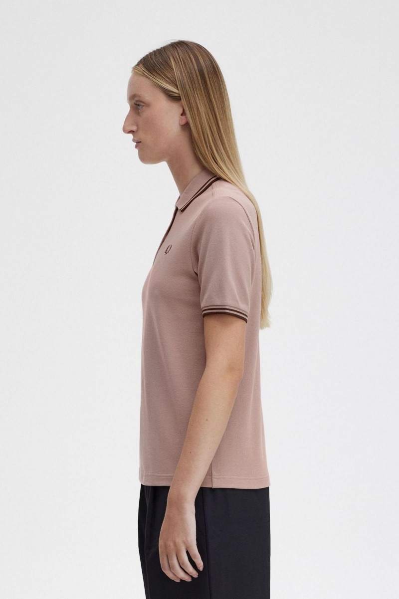 Camisa Polo Fred Perry G3600 Mujer Rosas Oscuro | CLJBT13328