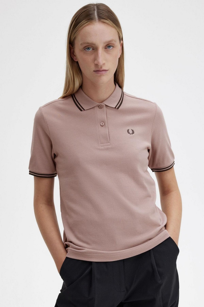 Camisa Polo Fred Perry G3600 Mujer Rosas Oscuro | CLJBT13328