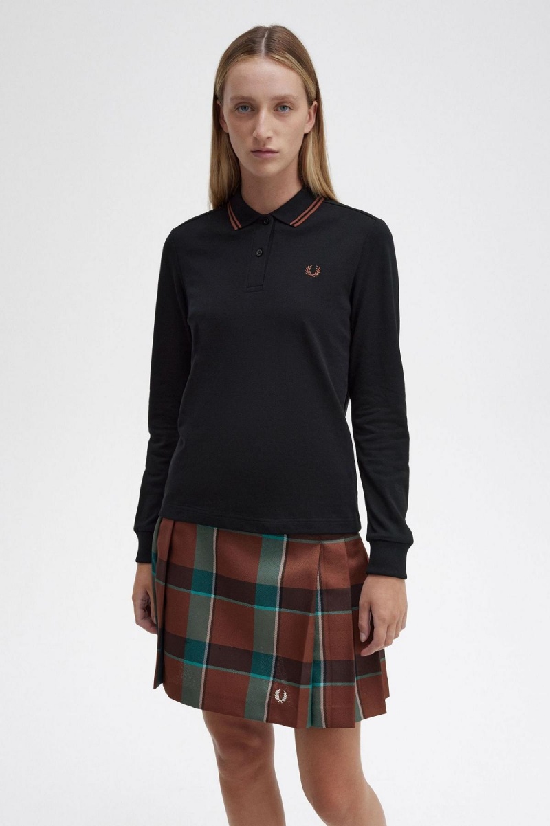 Camisa Polo Fred Perry G3636 Mujer Negras Marrones Marrones | GCLUC82726