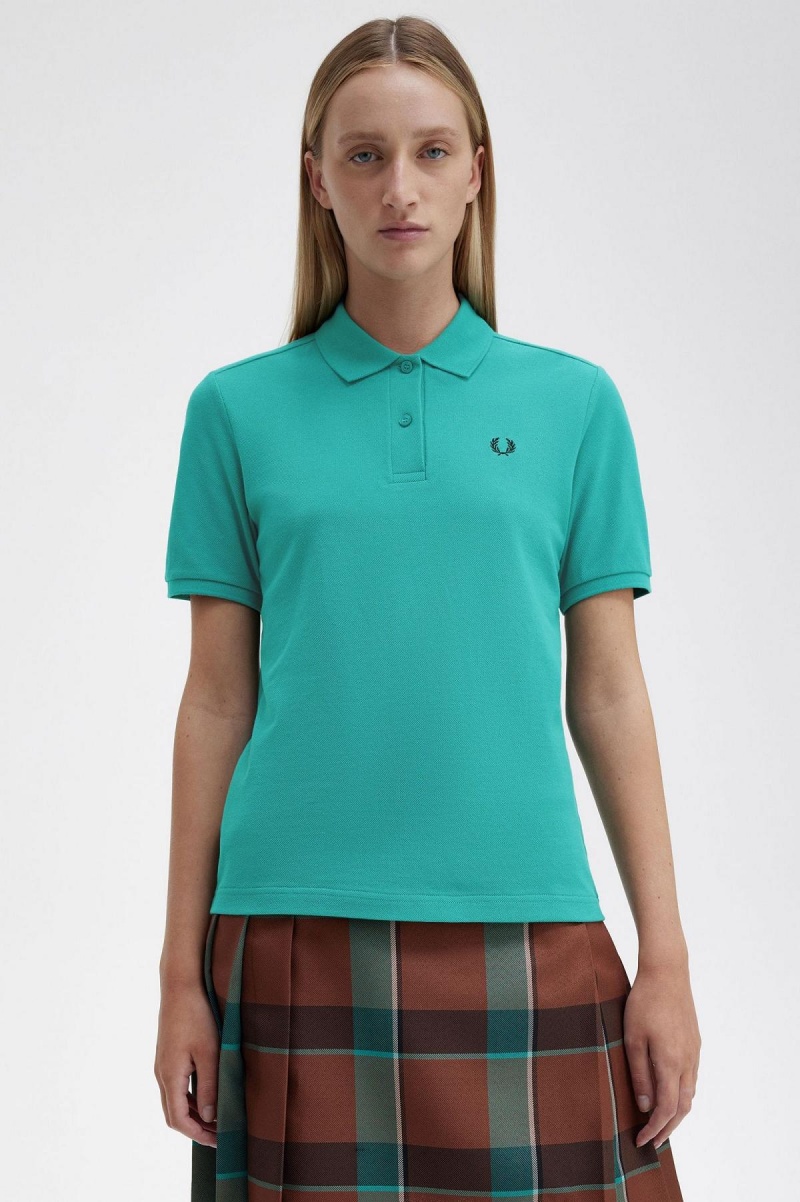 Camisa Polo Fred Perry G6000 Mujer Verde Menta Oscuro Negras | SCLNY96928