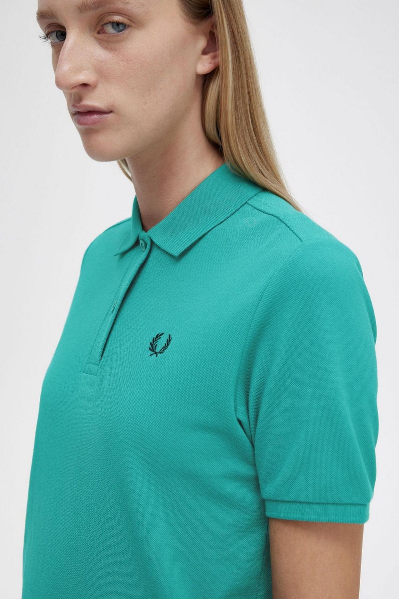 Camisa Polo Fred Perry G6000 Mujer Verde Menta Oscuro Negras | SCLNY96928