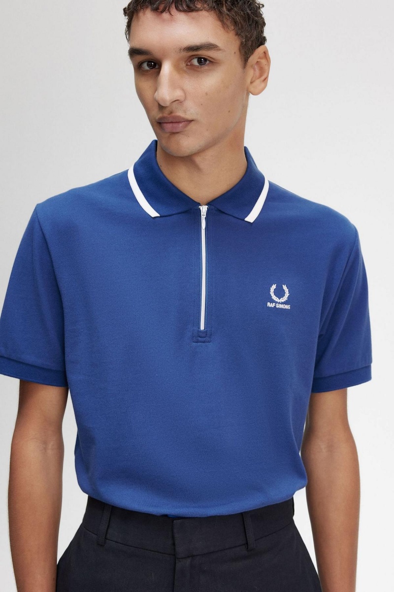 Camisa Polo Fred Perry Half Zip Polo Shirt Hombre Azul Real Azules | XCLBH32765