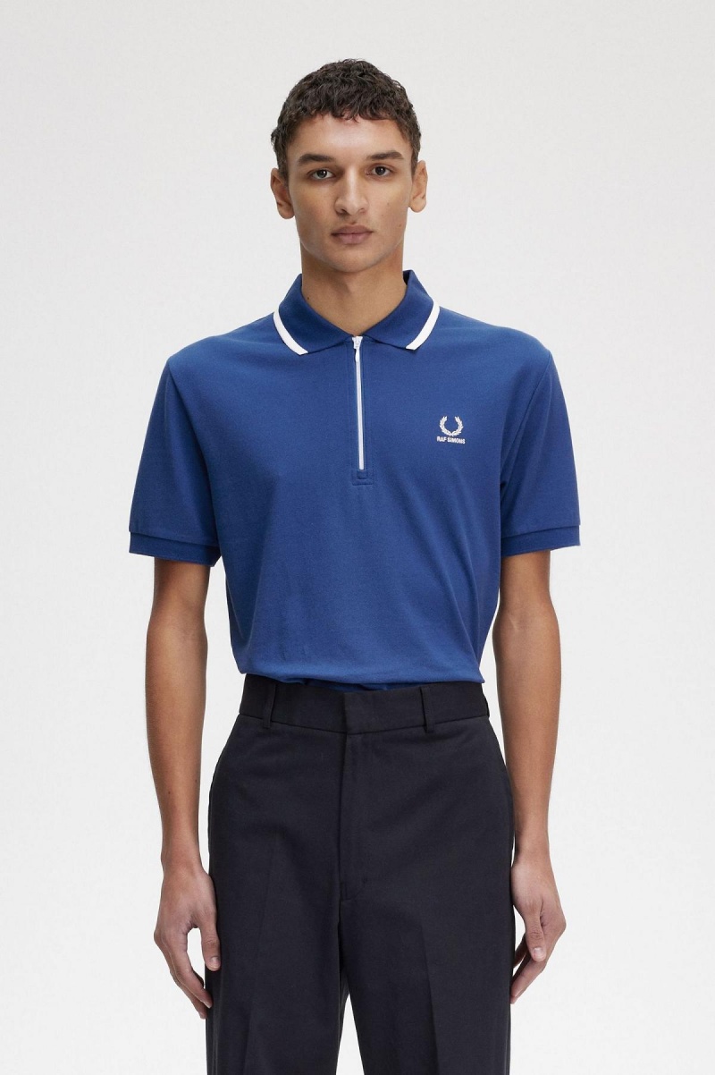 Camisa Polo Fred Perry Half Zip Polo Shirt Hombre Azul Real Azules | XCLBH32765