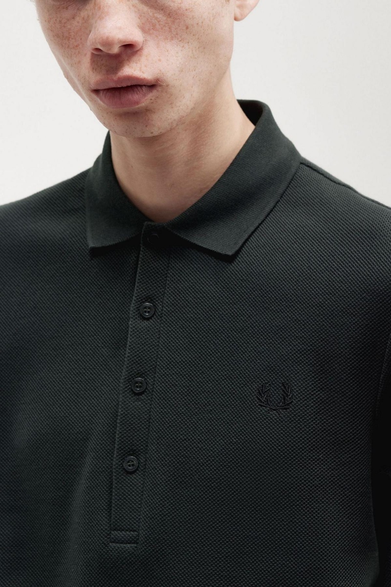 Camisa Polo Fred Perry Honeycomb Algodon Polo Shirt Hombre Verde | ZCLMJ71506