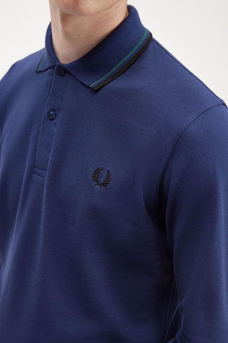 Camisa Polo Fred Perry M1212 Hombre Azul Marino Azules Negras | CLEAH47606