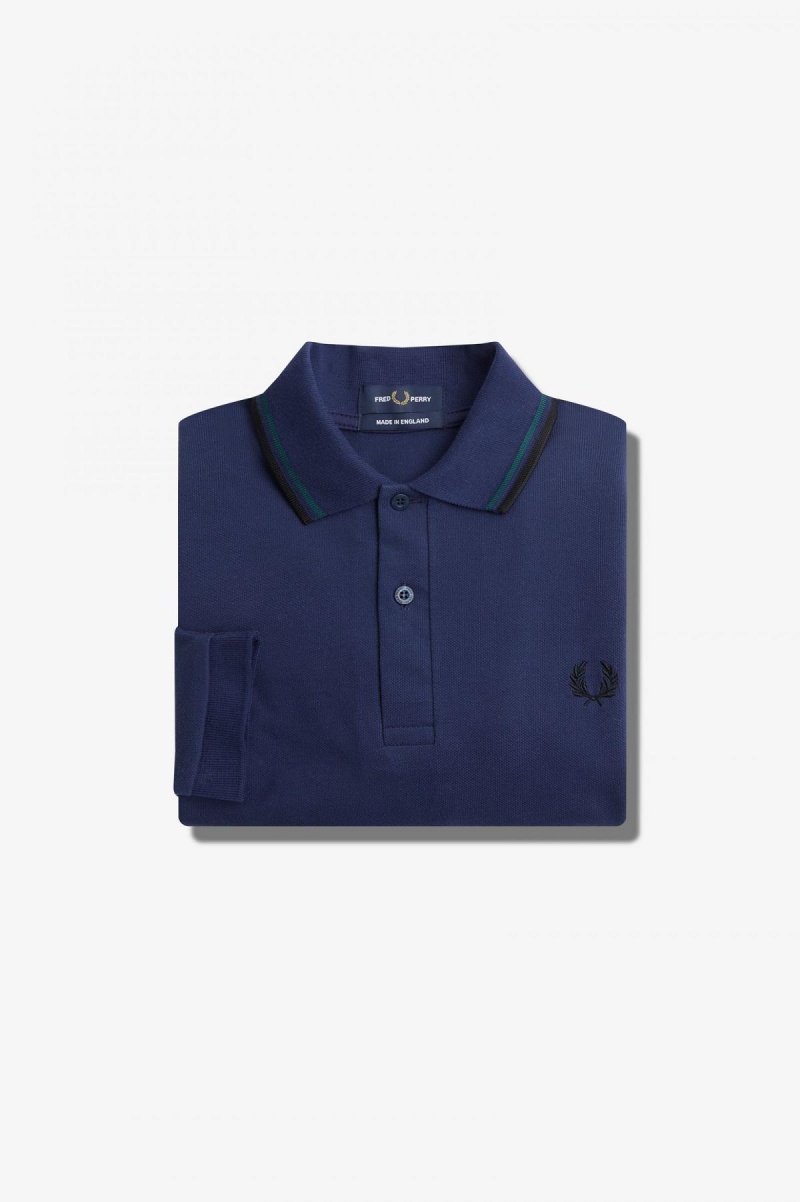 Camisa Polo Fred Perry M1212 Hombre Azul Marino Azules Negras | CLEAH47606