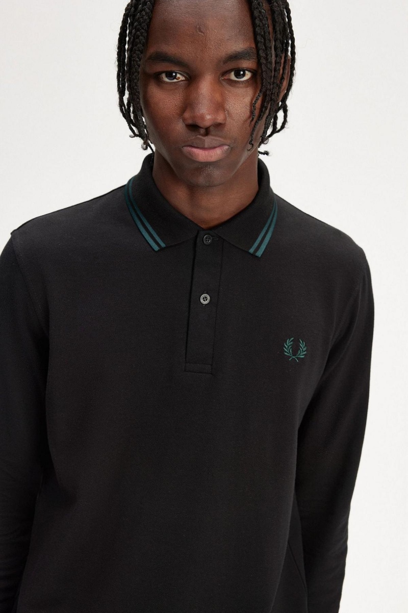 Camisa Polo Fred Perry M1212 Hombre Negras Azules Azules | CLZPD51939