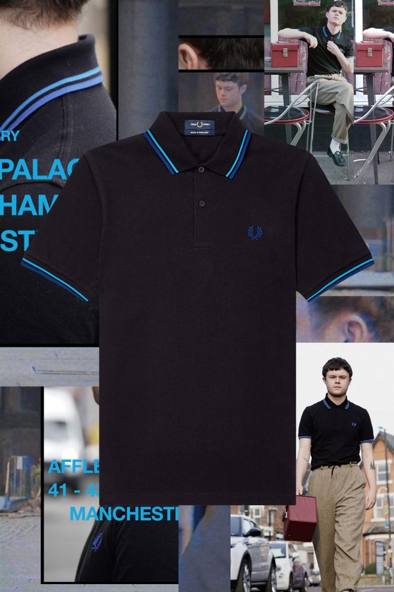 Camisa Polo Fred Perry M12 Hombre Negras Azules Azules Azules | CLZDE12909