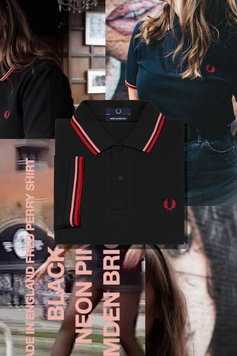 Camisa Polo Fred Perry M12 Hombre Negras Coral | CLJVR96734