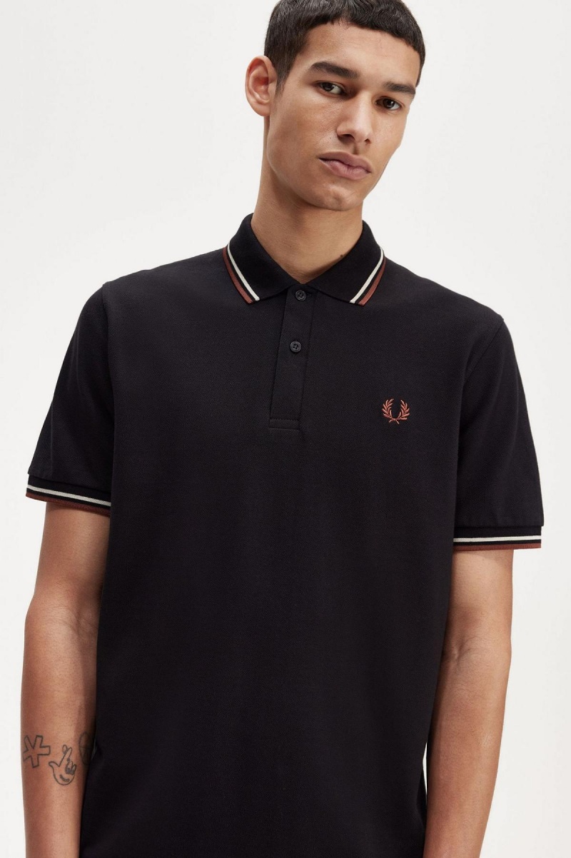 Camisa Polo Fred Perry M12 Hombre Negras Marrones | YCLGT20717