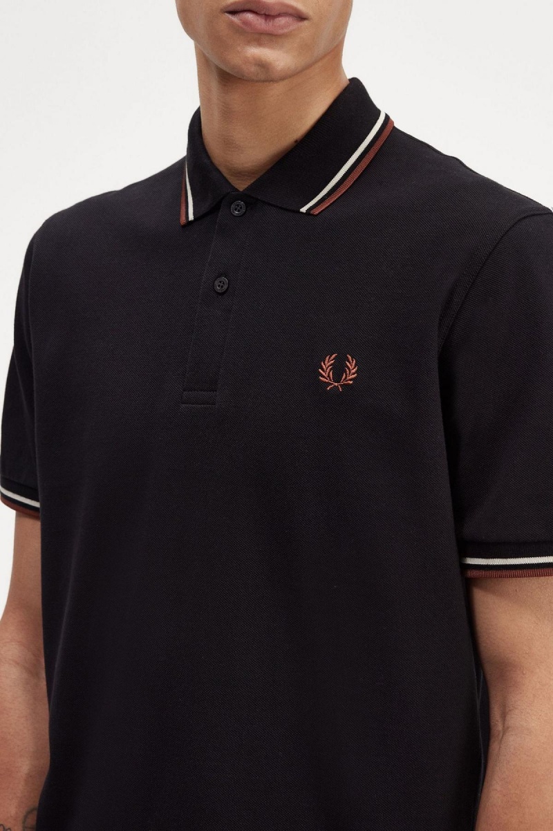 Camisa Polo Fred Perry M12 Hombre Negras Marrones | YCLGT20717