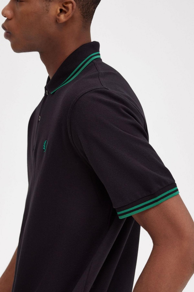 Camisa Polo Fred Perry M12 Hombre Negras Verde Verde | FCLUI24737