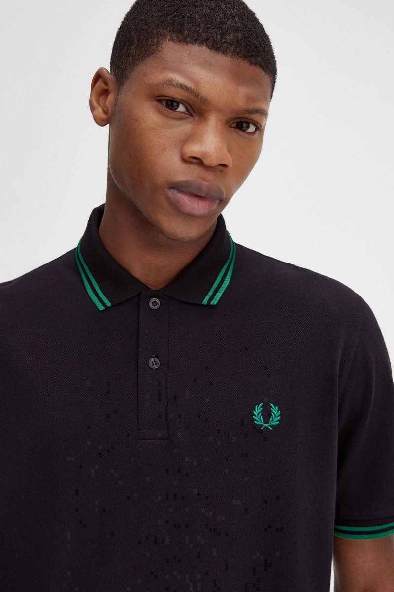 Camisa Polo Fred Perry M12 Hombre Negras Verde Verde | FCLUI24737