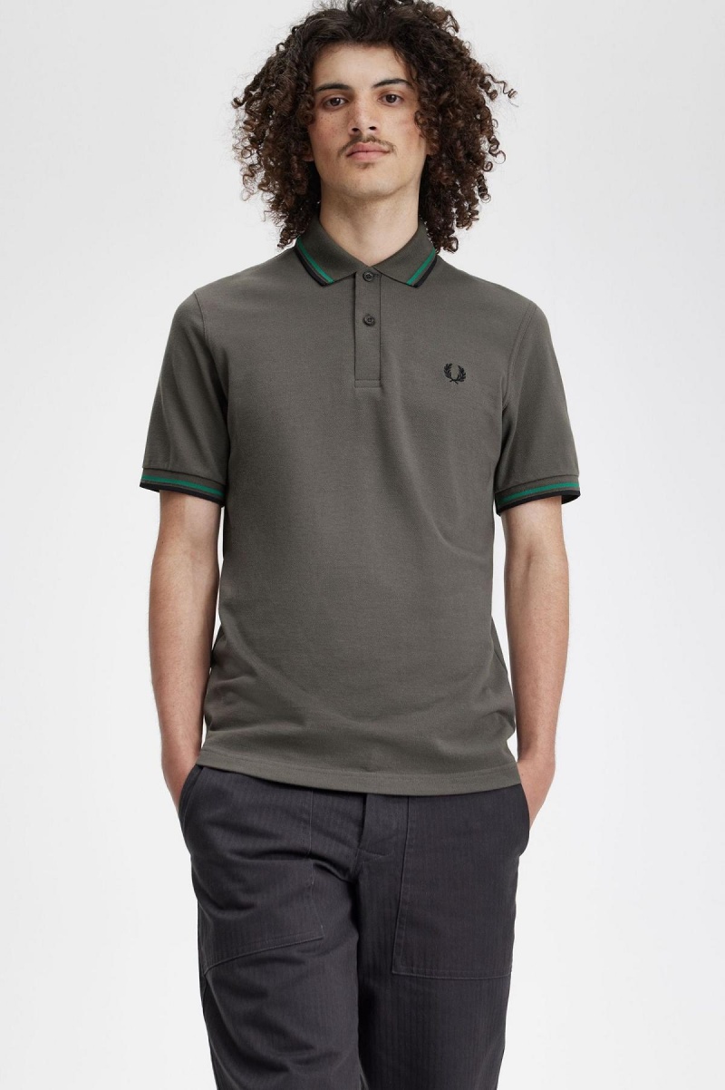 Camisa Polo Fred Perry M12 Hombre Verde Verde Negras | CLIIZ27653