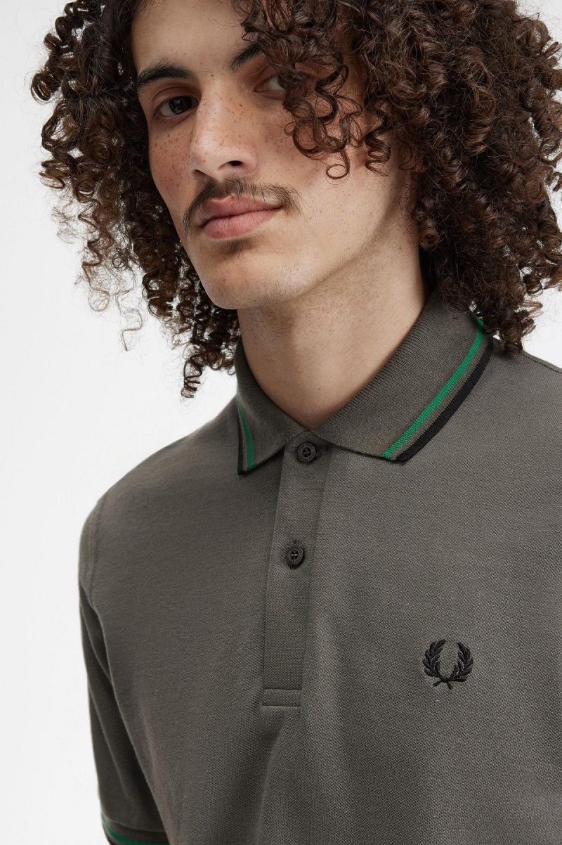 Camisa Polo Fred Perry M12 Hombre Verde Verde Negras | CLIIZ27653