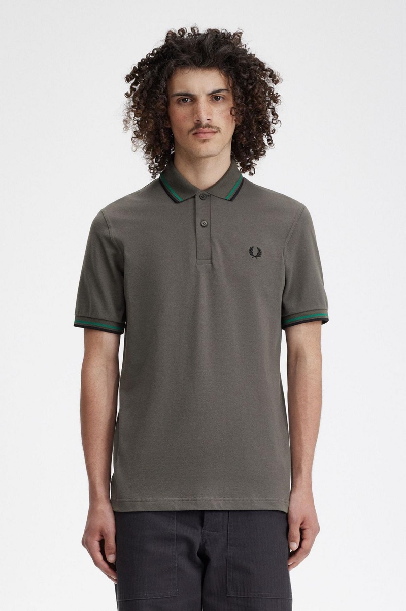 Camisa Polo Fred Perry M12 Hombre Verde Verde Negras | CLIIZ27653