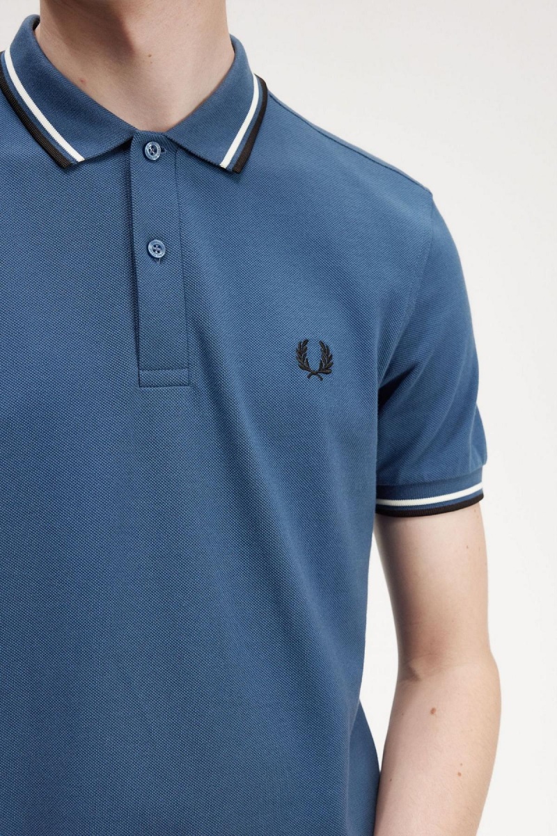 Camisa Polo Fred Perry M3600 Hombre Azules Blancas Negras | CLZPD60820