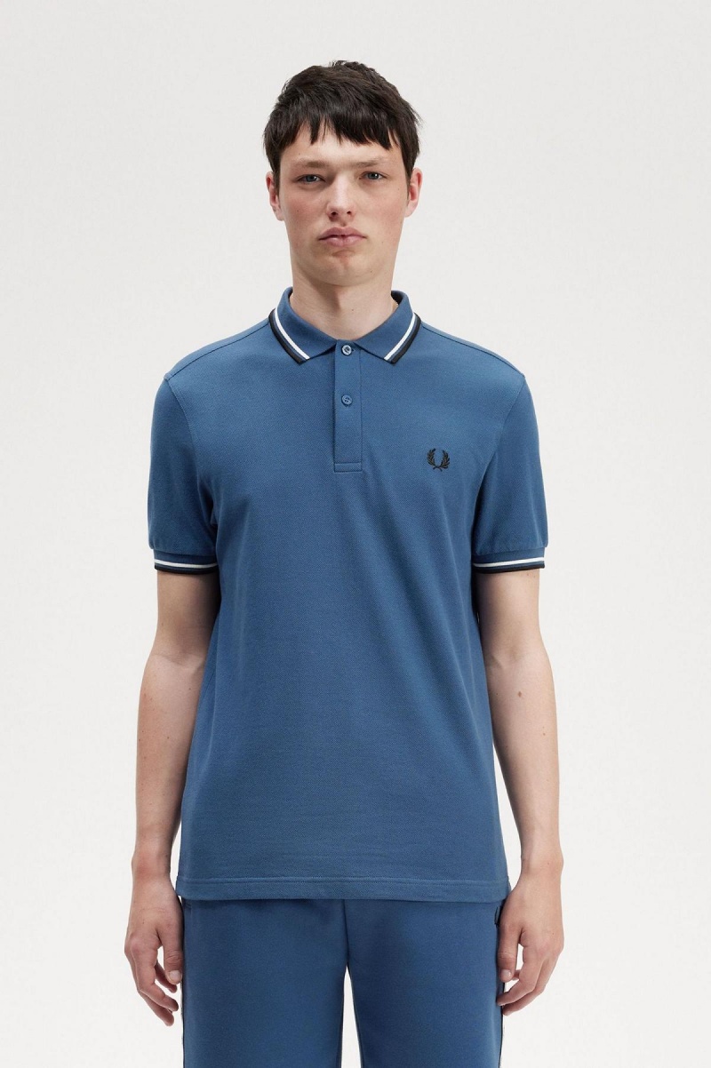 Camisa Polo Fred Perry M3600 Hombre Azules Blancas Negras | CLZPD60820