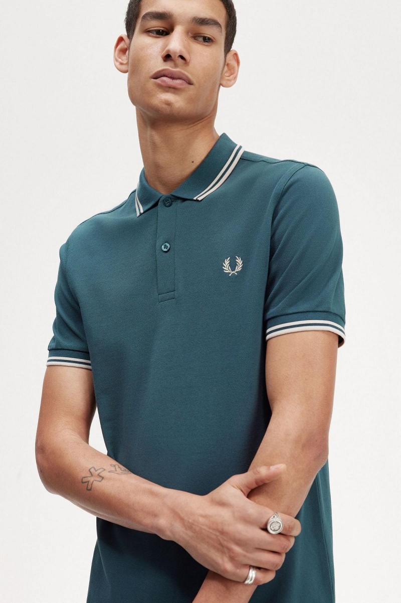 Camisa Polo Fred Perry M3600 Hombre Azules Verde Menta Verde Menta | CLJKU38608