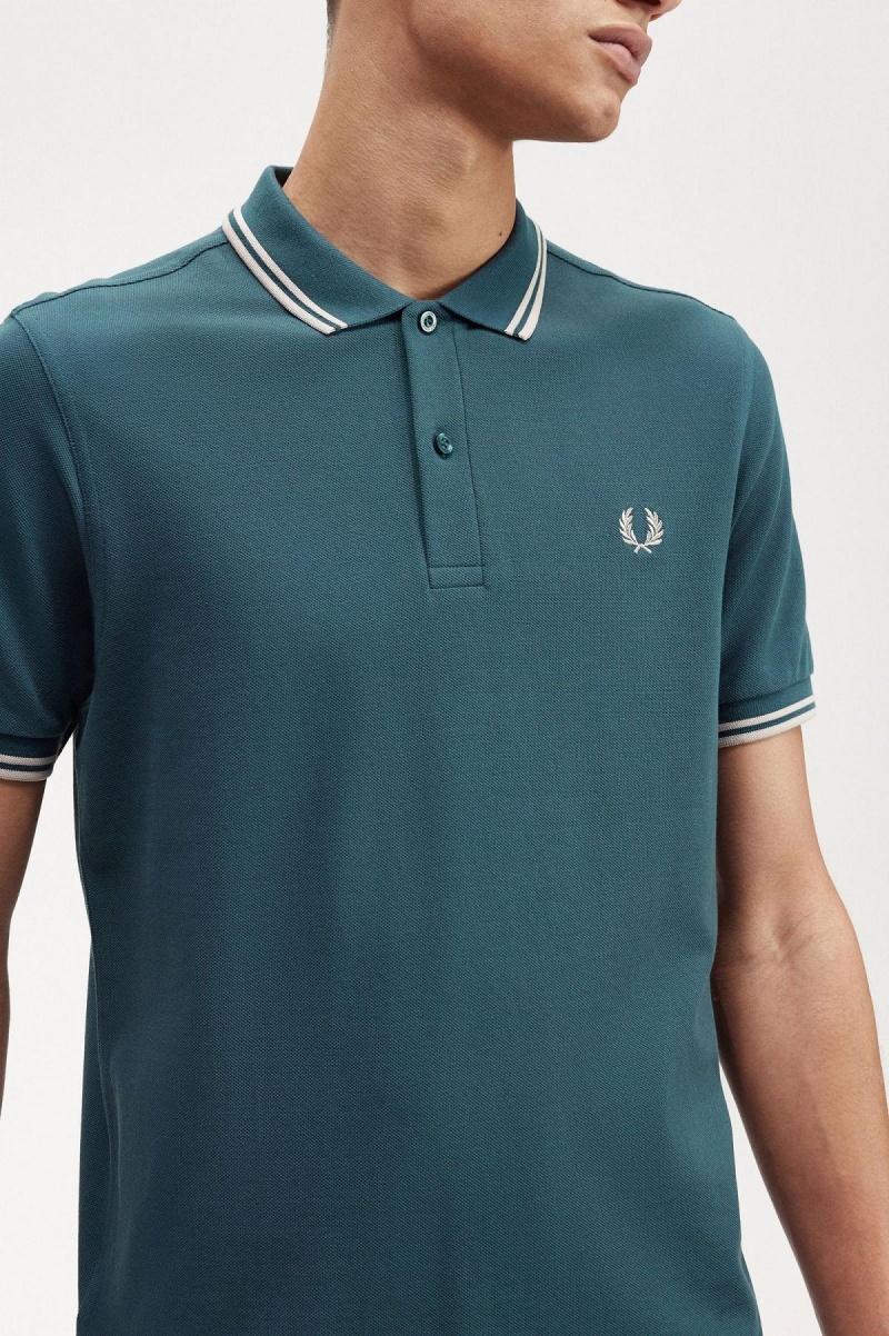 Camisa Polo Fred Perry M3600 Hombre Azules Verde Menta Verde Menta | CLJKU38608