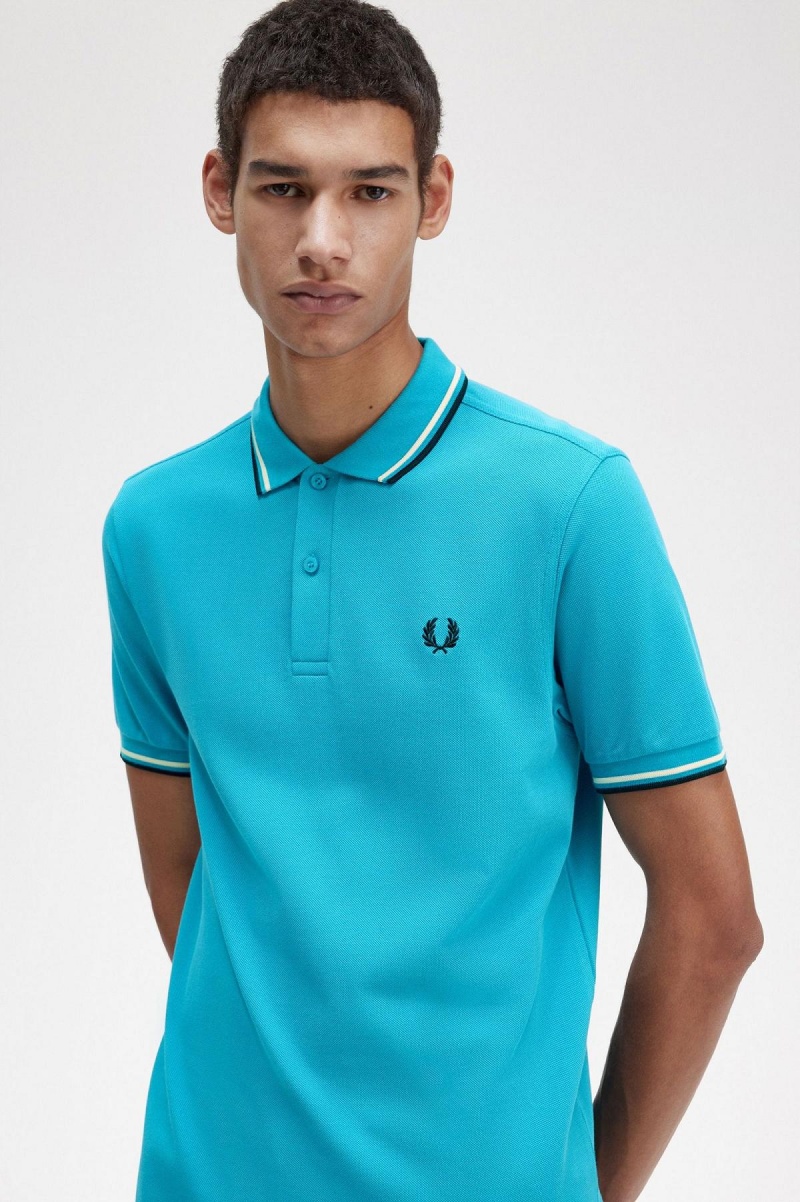 Camisa Polo Fred Perry M3600 Hombre Azules Creme Negras | CLJBT49636