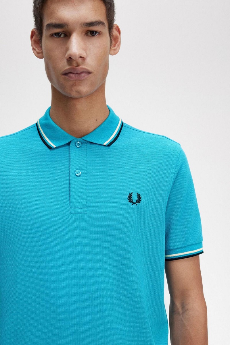 Camisa Polo Fred Perry M3600 Hombre Azules Creme Negras | CLJBT49636