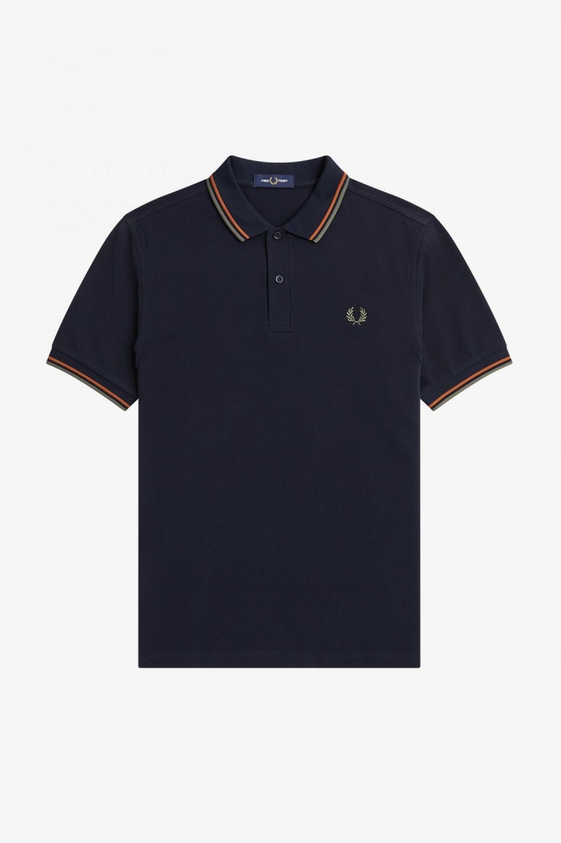 Camisa Polo Fred Perry M3600 Hombre Azul Marino Verde | GCLEC88466