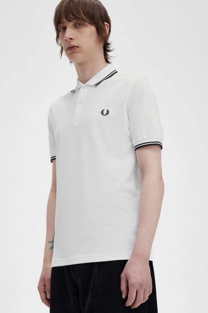 Camisa Polo Fred Perry M3600 Hombre Blancas Negras Negras | UCLTG92269