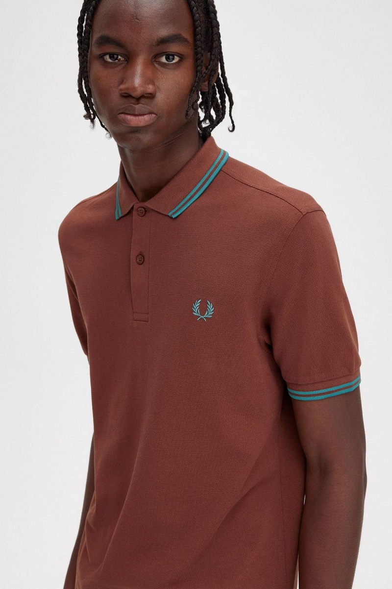 Camisa Polo Fred Perry M3600 Hombre Marrones Verde Menta Oscuro Verde Menta Oscuro | SCLVO41233