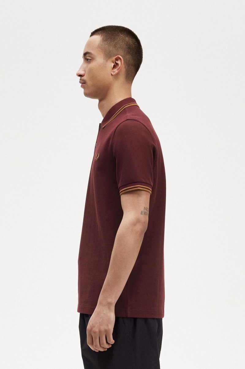 Camisa Polo Fred Perry M3600 Hombre Oxblood / Shaded Stone / Shaded Stone | ECLVG99683