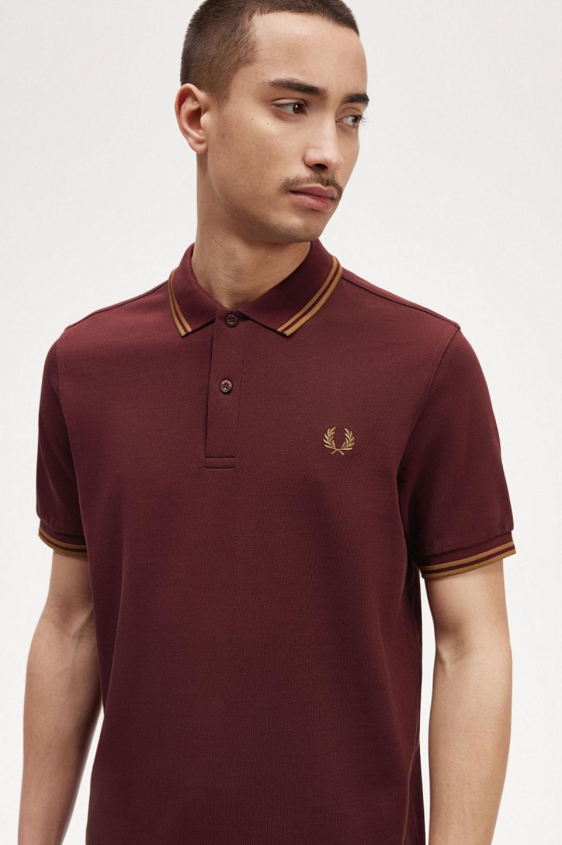 Camisa Polo Fred Perry M3600 Hombre Oxblood / Shaded Stone / Shaded Stone | ECLVG99683