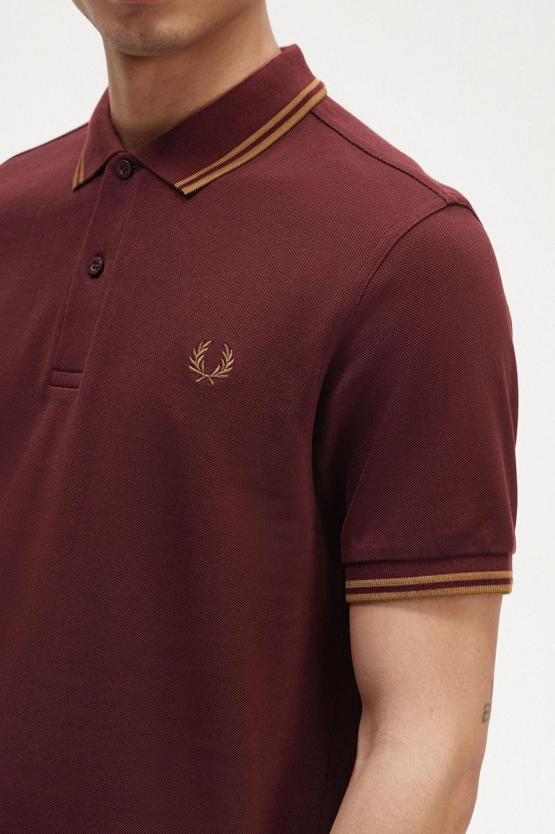 Camisa Polo Fred Perry M3600 Hombre Oxblood / Shaded Stone / Shaded Stone | ECLVG99683