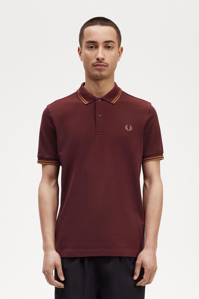 Camisa Polo Fred Perry M3600 Hombre Oxblood / Shaded Stone / Shaded Stone | ECLVG99683