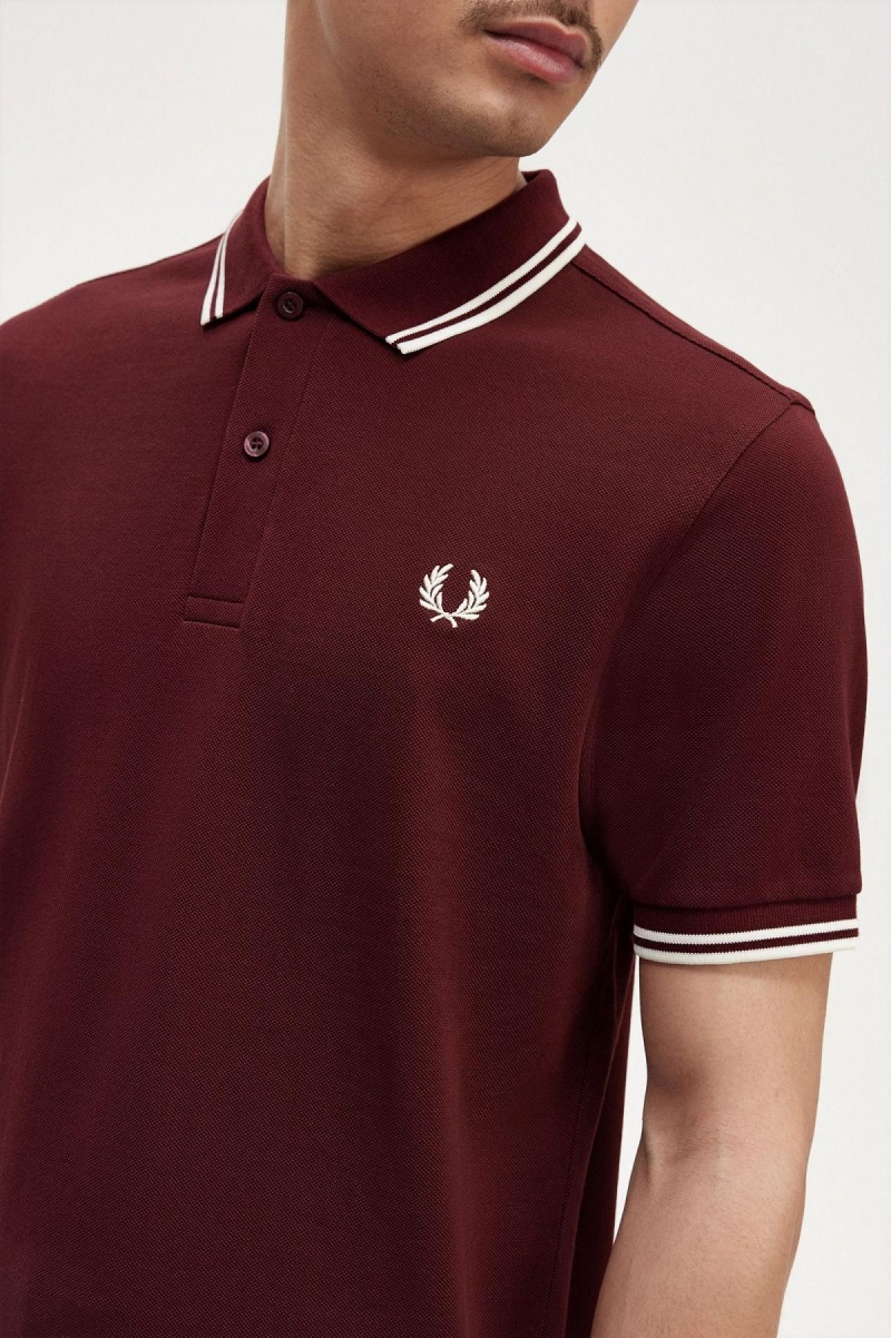 Camisa Polo Fred Perry M3600 Hombre Oxblood / Ecru / Ecru | CLNZX83580