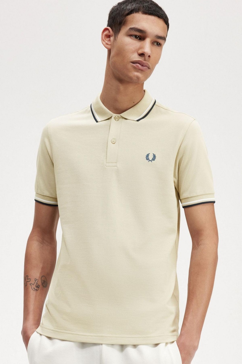 Camisa Polo Fred Perry M3600 Hombre Verde Menta Blancas Azules | TCLPQ26399