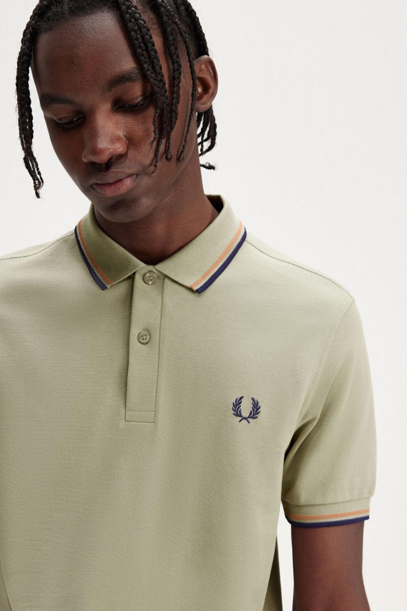 Camisa Polo Fred Perry M3600 Hombre Verde Menta Azul Marino | MCLHR42486