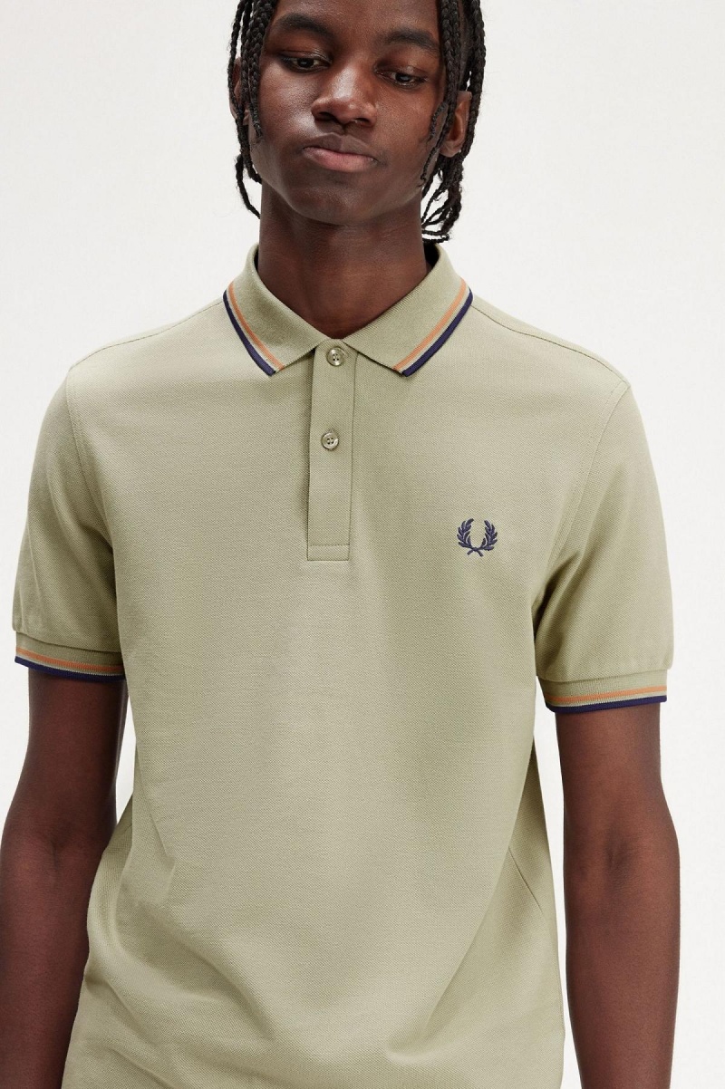 Camisa Polo Fred Perry M3600 Hombre Verde Menta Azul Marino | MCLHR42486