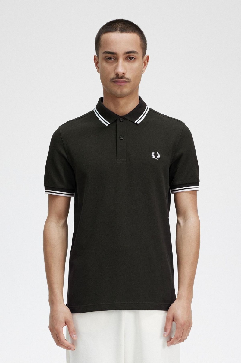 Camisa Polo Fred Perry M3600 Hombre Verde Blancas Blancas | DCLKV70260