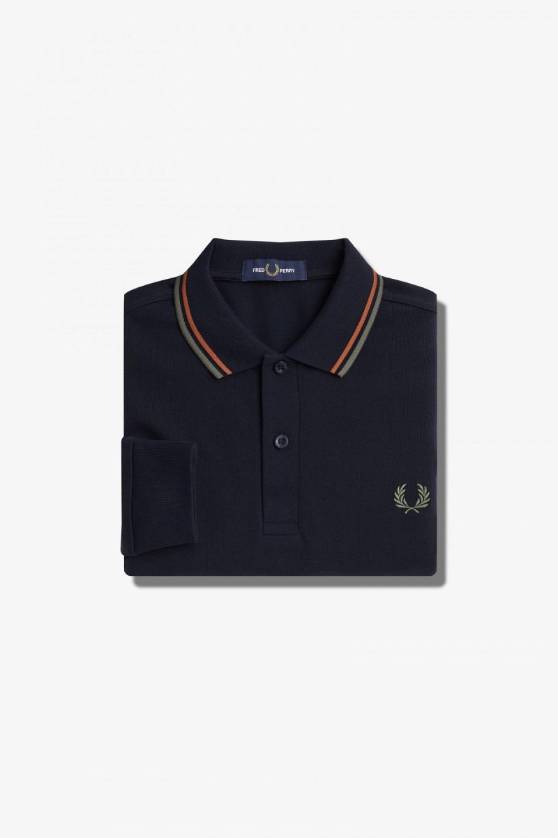 Camisa Polo Fred Perry M3636 Hombre Azul Marino Verde | CLIIZ96453