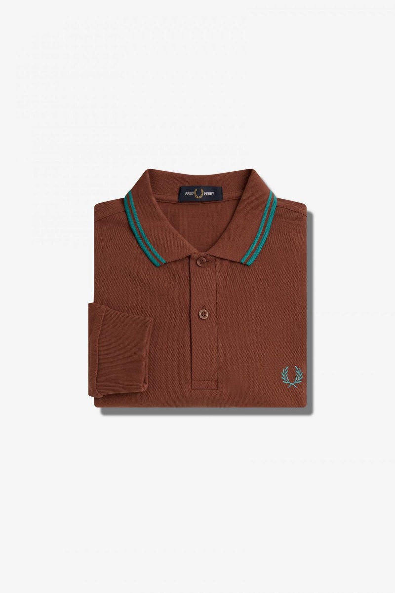 Camisa Polo Fred Perry M3636 Hombre Marrones Verde Menta Oscuro Verde Menta Oscuro | QCLUV80310