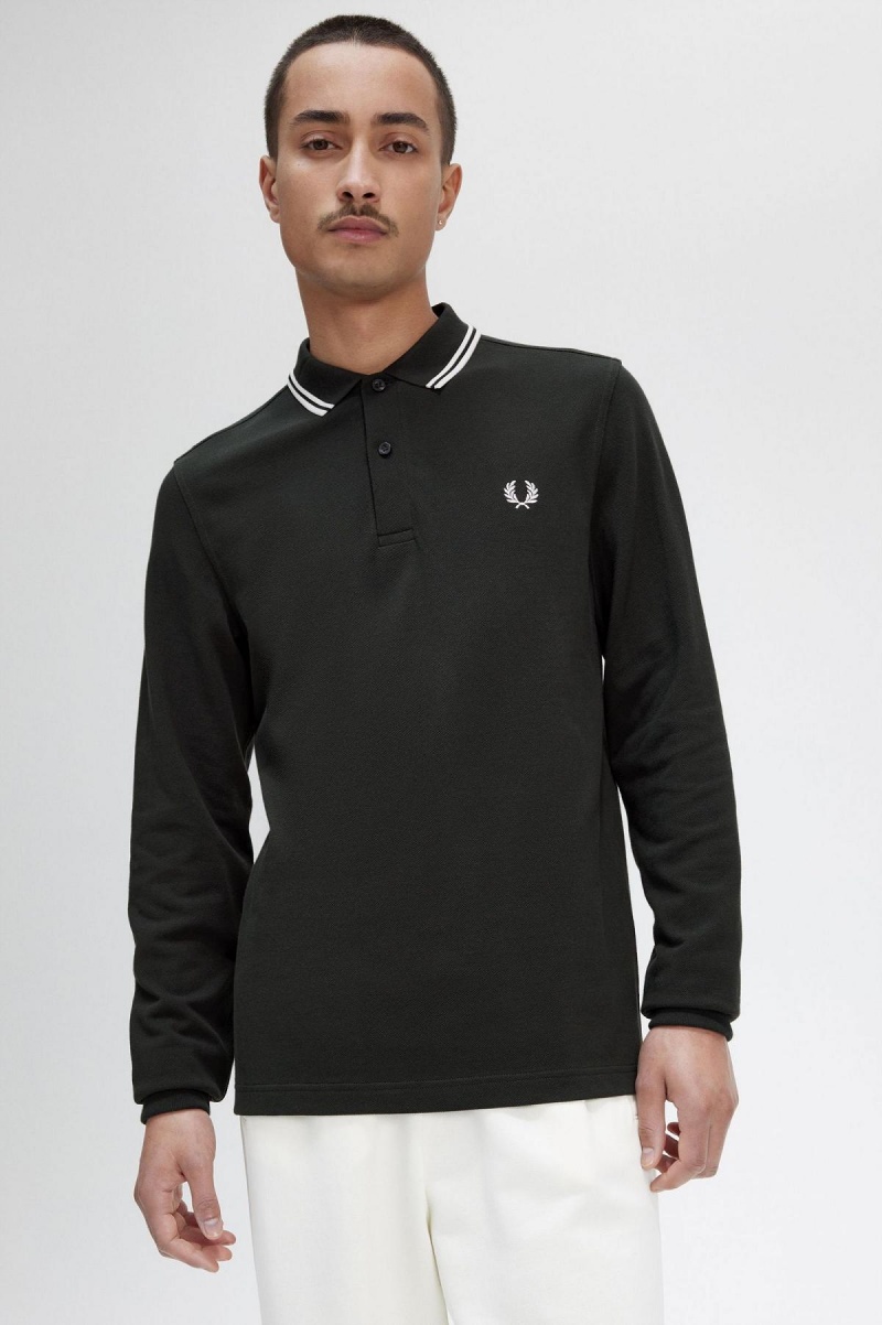 Camisa Polo Fred Perry M3636 Hombre Verde Blancas Blancas | XCLBH98887