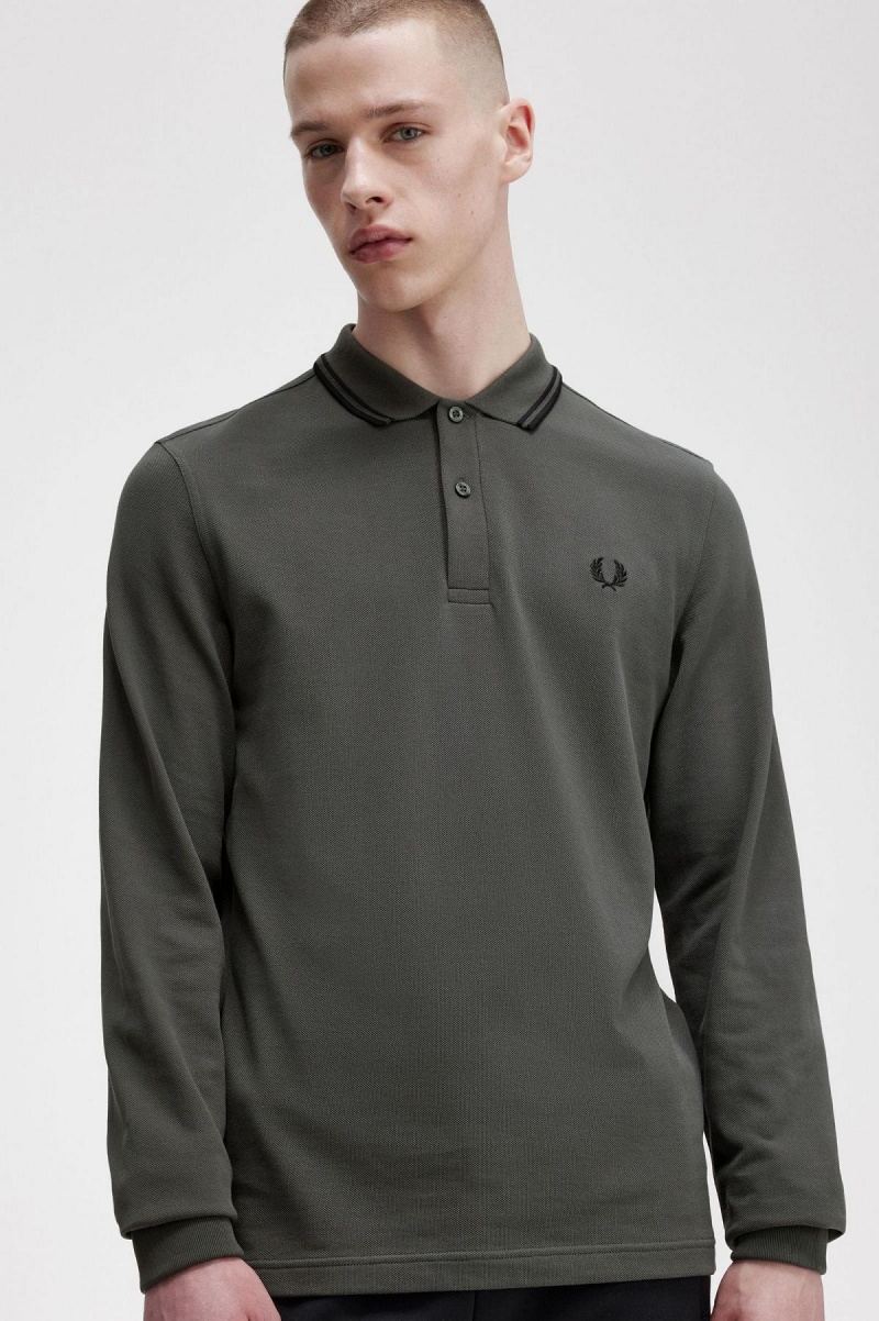 Camisa Polo Fred Perry M3636 Hombre Verde Negras Negras | CLIIZ95903