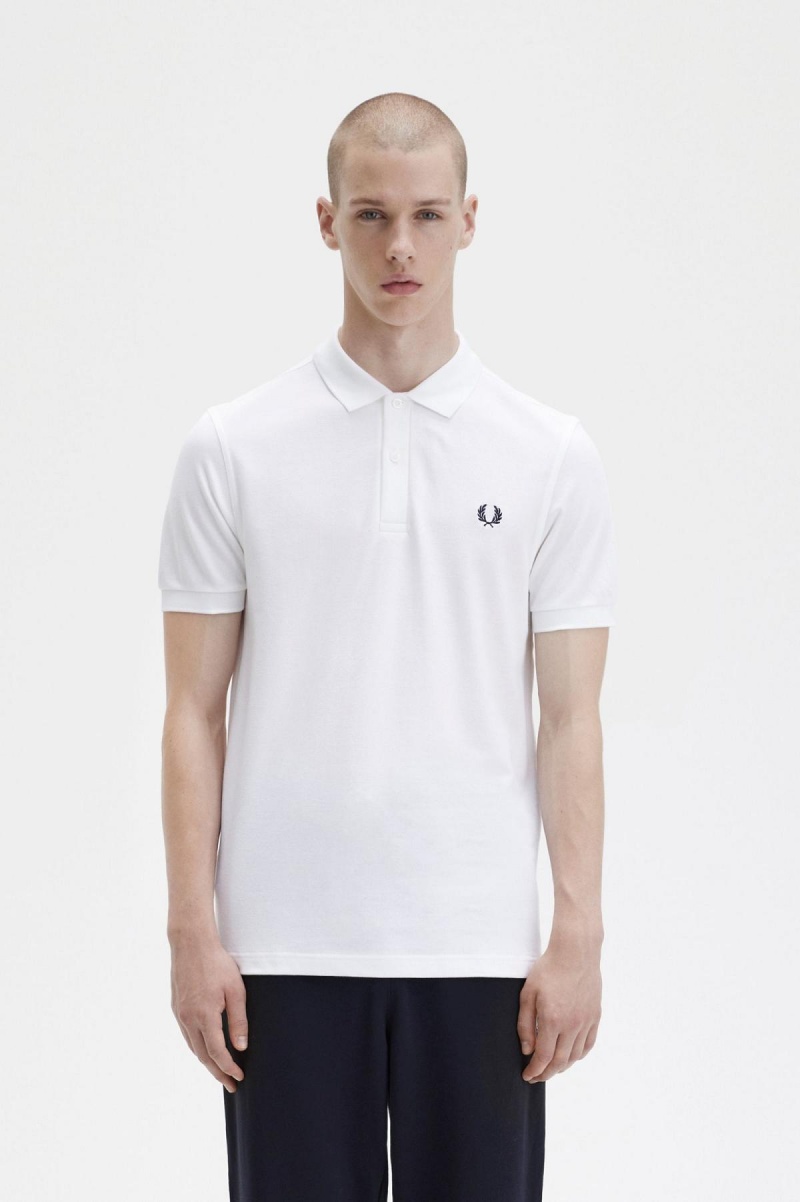 Camisa Polo Fred Perry M6000 Hombre Blancas Azul Marino | SCLVO89513