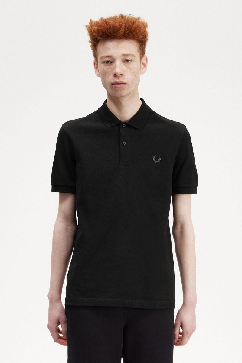 Camisa Polo Fred Perry M6000 Hombre Negras Verde | CLZDE50110