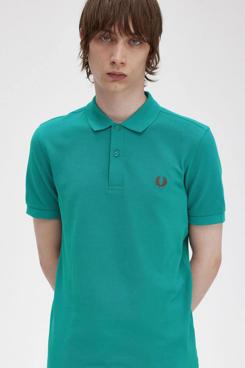 Camisa Polo Fred Perry M6000 Hombre Verde Menta Oscuro Marrones | QCLUV24944