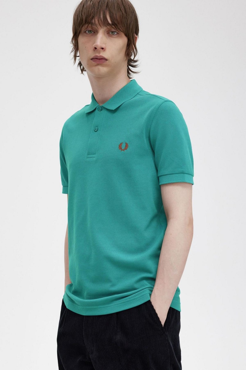 Camisa Polo Fred Perry M6000 Hombre Verde Menta Oscuro Marrones | QCLUV24944