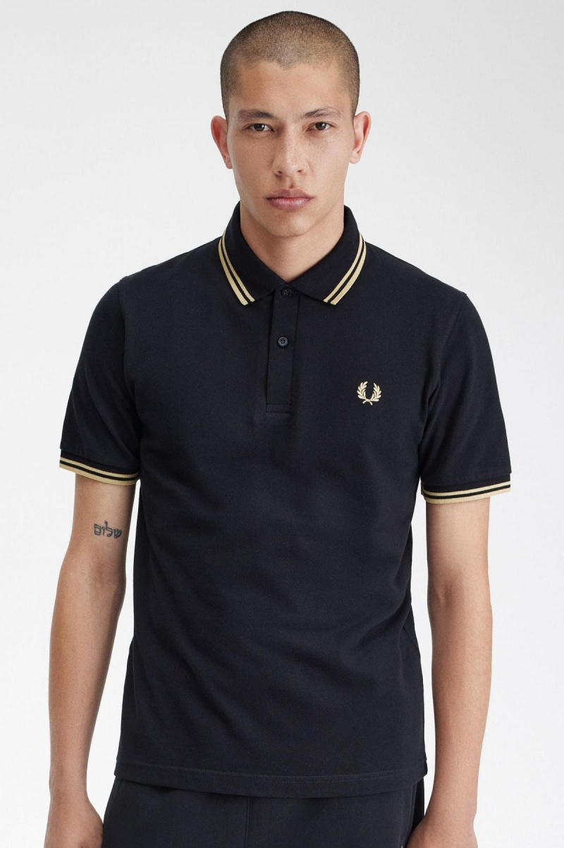 Camisa Polo Fred Perry Makati M12 Hombre Negras | CLEGJ42873