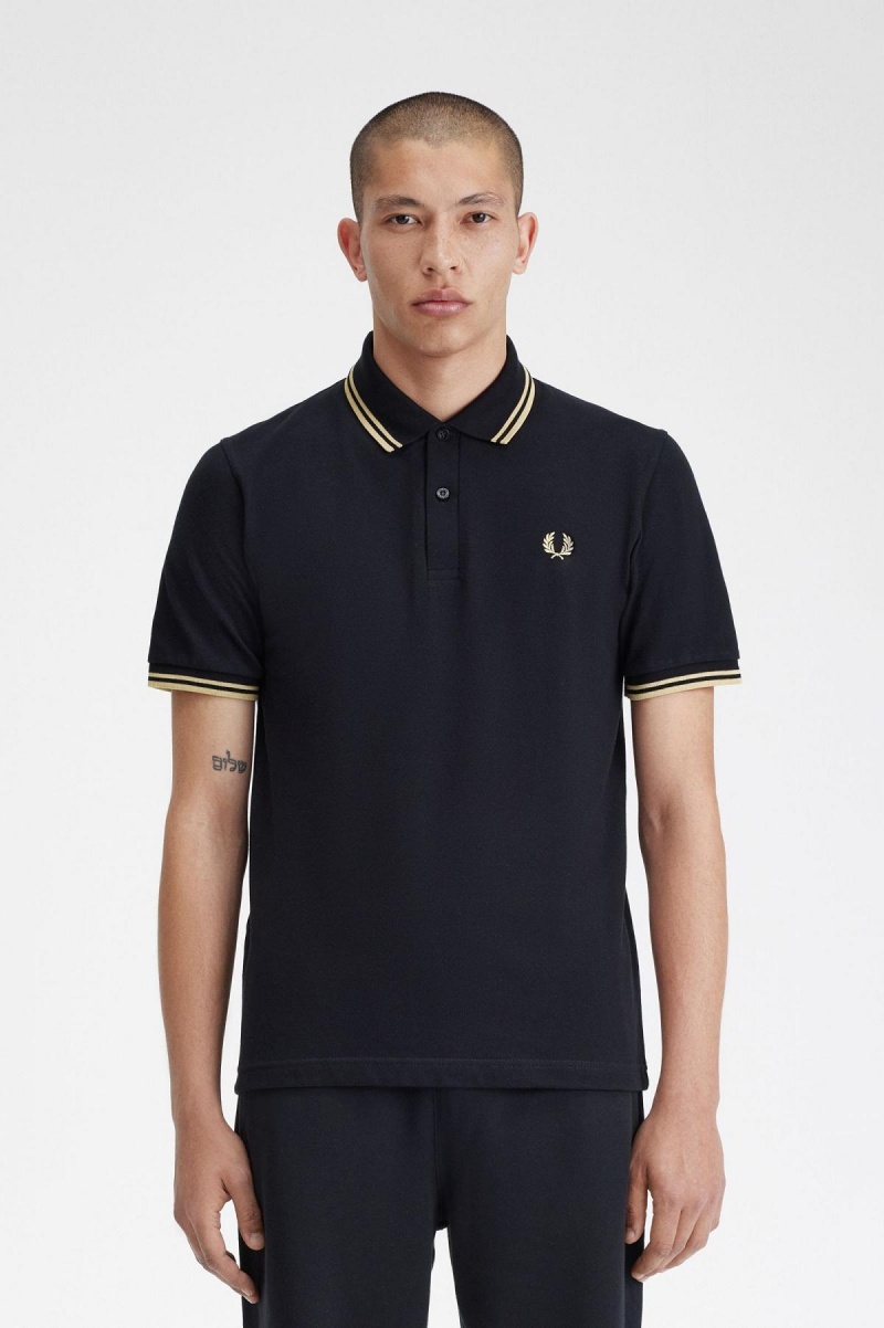 Camisa Polo Fred Perry Makati M12 Hombre Negras | CLEGJ42873