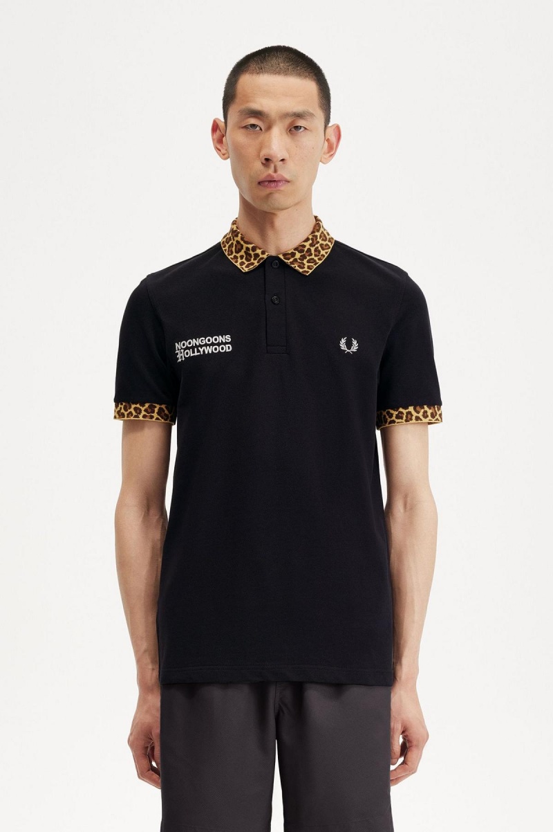 Camisa Polo Fred Perry Noongoons Leopard Print Polo Shirt Hombre Negras | CLDYB91211