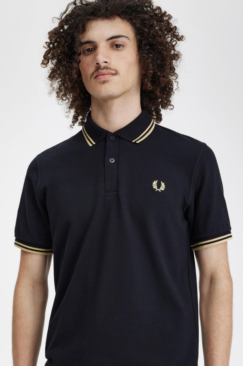 Camisa Polo Fred Perry Shanghai M12 Hombre Negras | CLICD40260